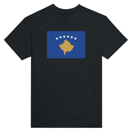 T-shirt drapeau kosovo brodé en coton mélangé confortable