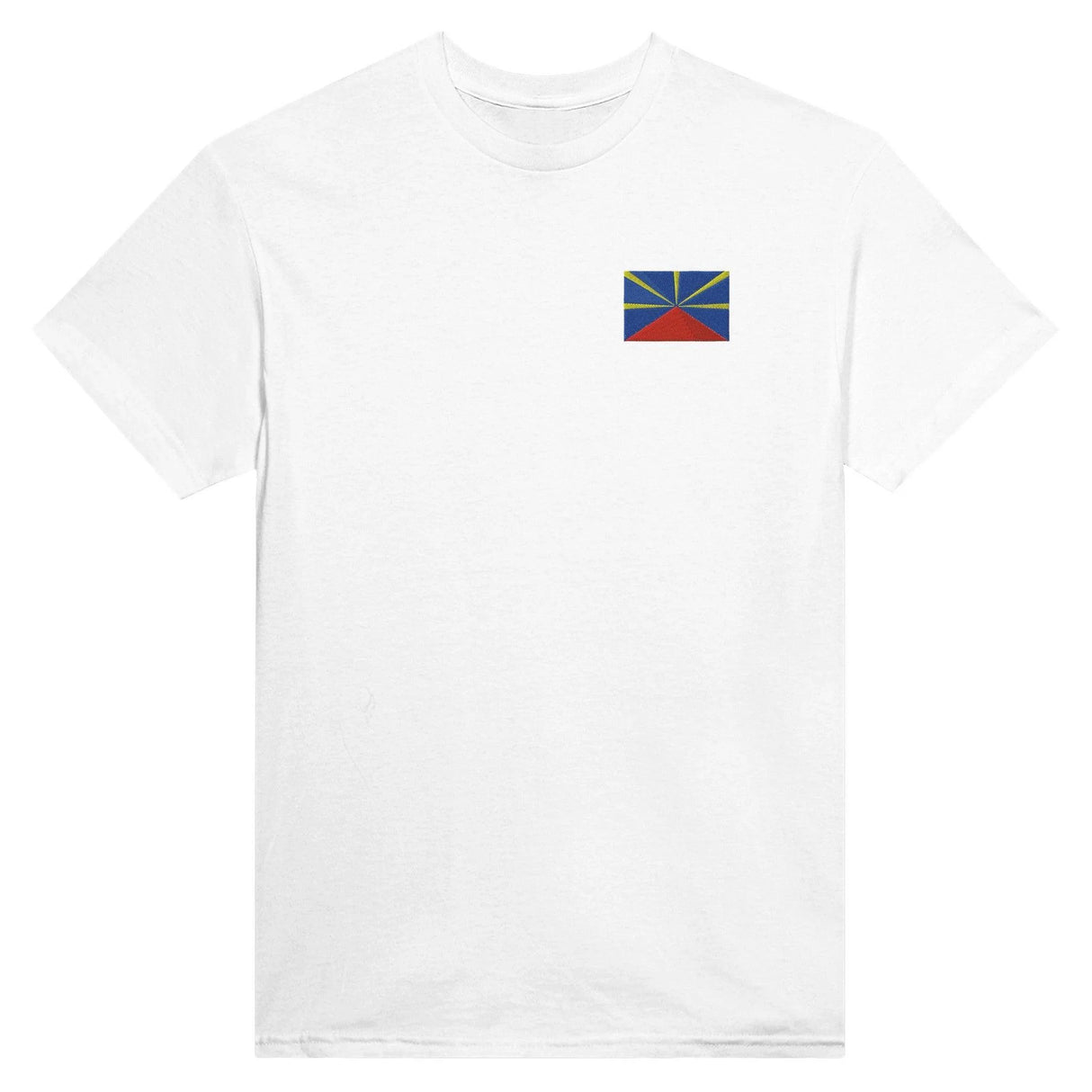T-shirt drapeau la réunion broderie couleur coton mélangé