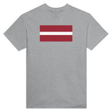 T-shirt drapeau lettonie brodé coton mélangé rouge blanc