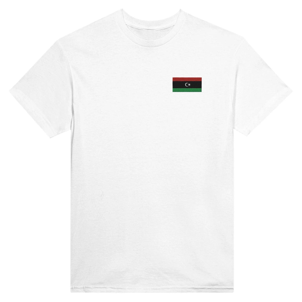 T-shirt drapeau libye broderie couleur en coton mélangé