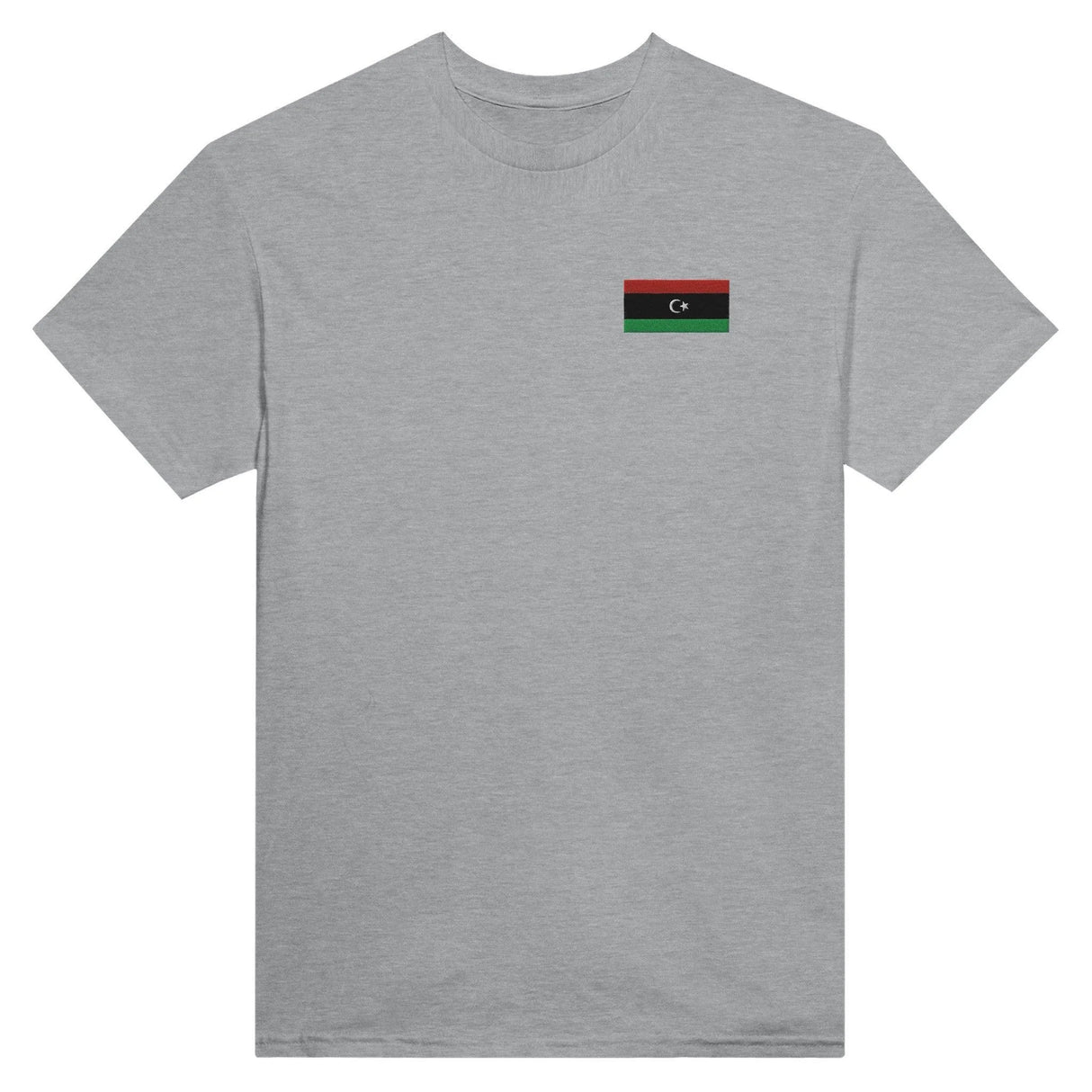 T-shirt drapeau libye broderie couleur en coton mélangé