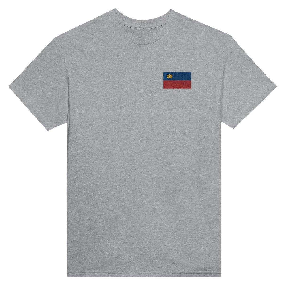 T-shirt drapeau liechtenstein broderie coton mélangé