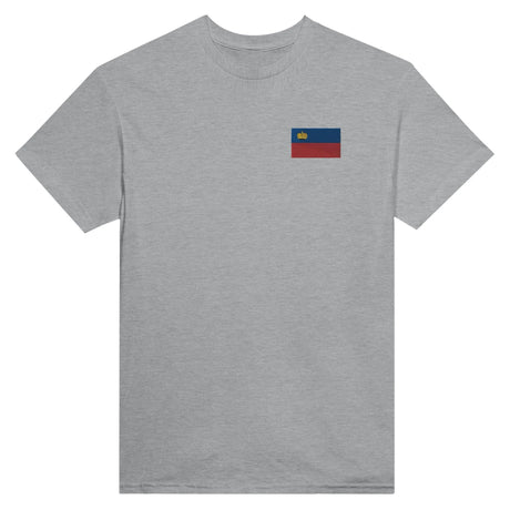 T-shirt drapeau liechtenstein broderie coton mélangé