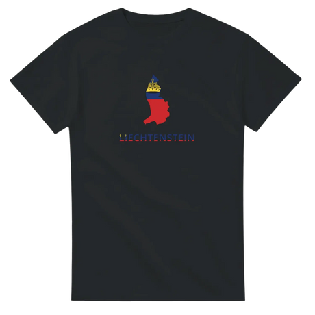 T-shirt drapeau liechtenstein en carte - pixelforma