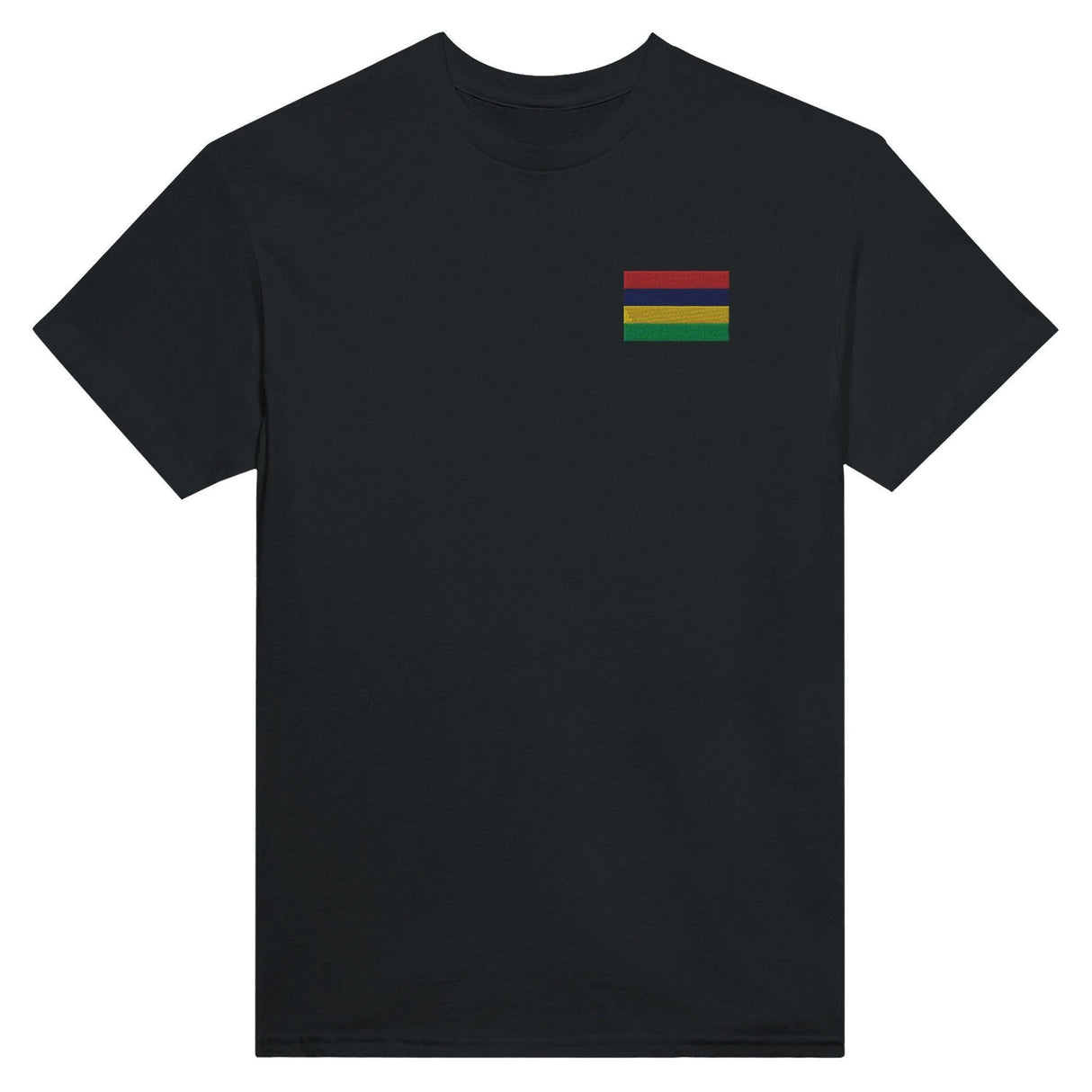 T-shirt drapeau maurice coton mélangé broderie couleur