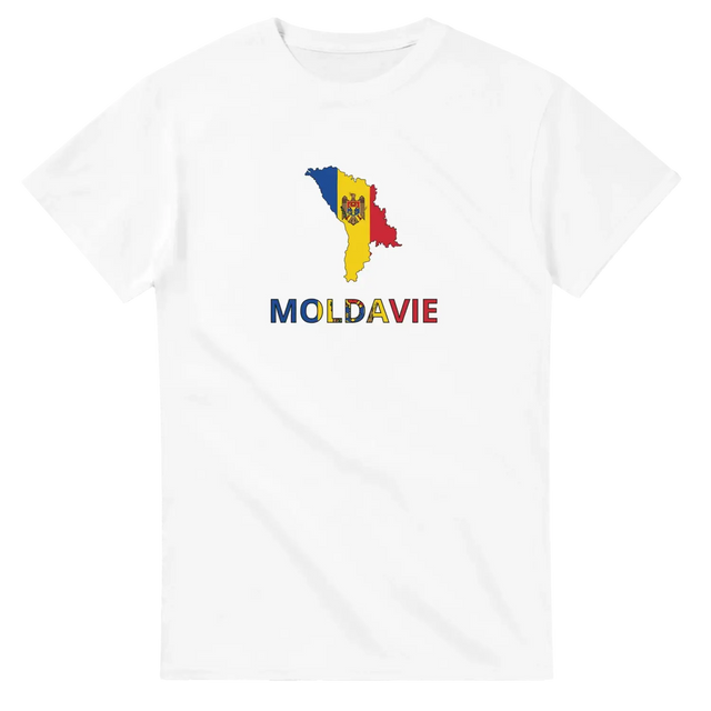 T-shirt drapeau moldavie en carte - pixelforma