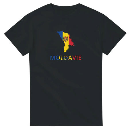 T-shirt drapeau moldavie en carte - pixelforma