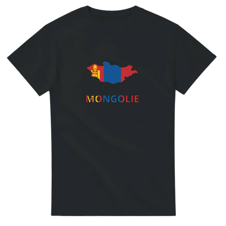 T-shirt drapeau mongolie en carte - pixelforma