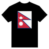 T-shirt drapeau népal coton mélangé brodé manches longues