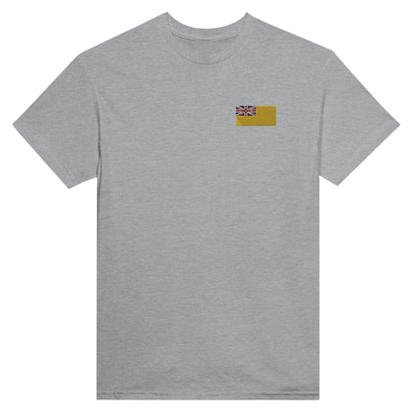 T-shirt drapeau niue broderie couleur en coton mélangé