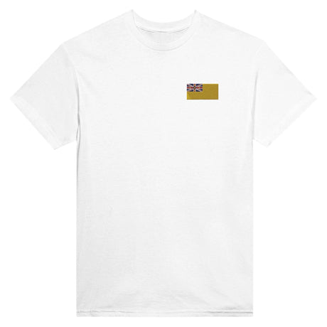 T-shirt drapeau niue broderie couleur en coton mélangé