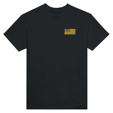T-shirt drapeau niue broderie couleur en coton mélangé