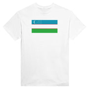 T-shirt drapeau ouzbékistan imprimé coton mélangé élégant
