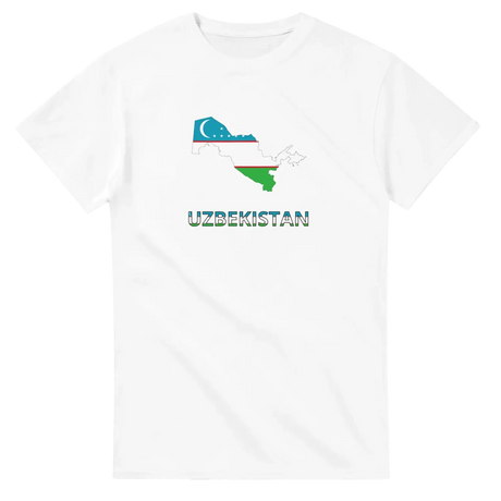 T-shirt drapeau ouzbékistan carte - pixelforma