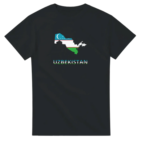 T-shirt drapeau ouzbékistan carte - pixelforma