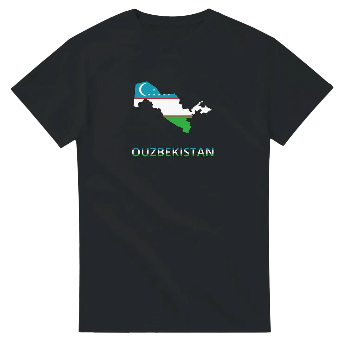 T-shirt drapeau ouzbékistan en carte - pixelforma