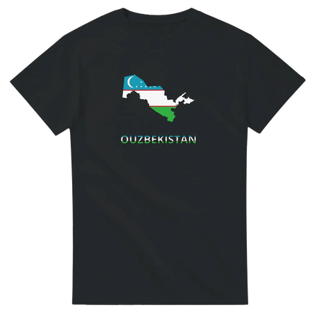 T-shirt drapeau ouzbékistan en carte - pixelforma