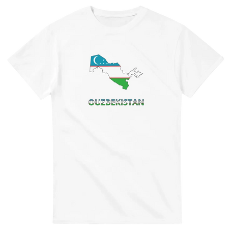 T-shirt drapeau ouzbékistan en carte - pixelforma