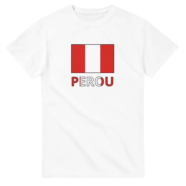 T-shirt drapeau pérou en texte - pixelforma