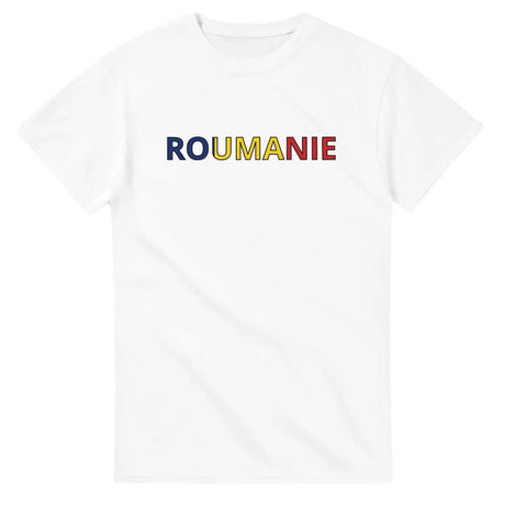 T-shirt drapeau roumanie en écriture - pixelforma