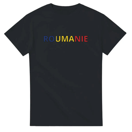 T-shirt drapeau roumanie en écriture - pixelforma