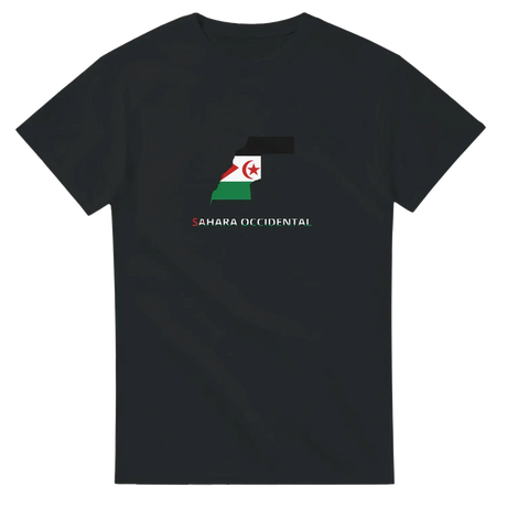 T-shirt drapeau sahara occidental en carte - pixelforma