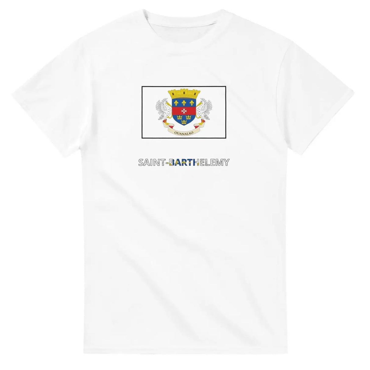 T-shirt drapeau saint-barthélemy en texte - pixelforma