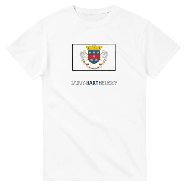 T-shirt drapeau saint-barthélemy en texte - pixelforma