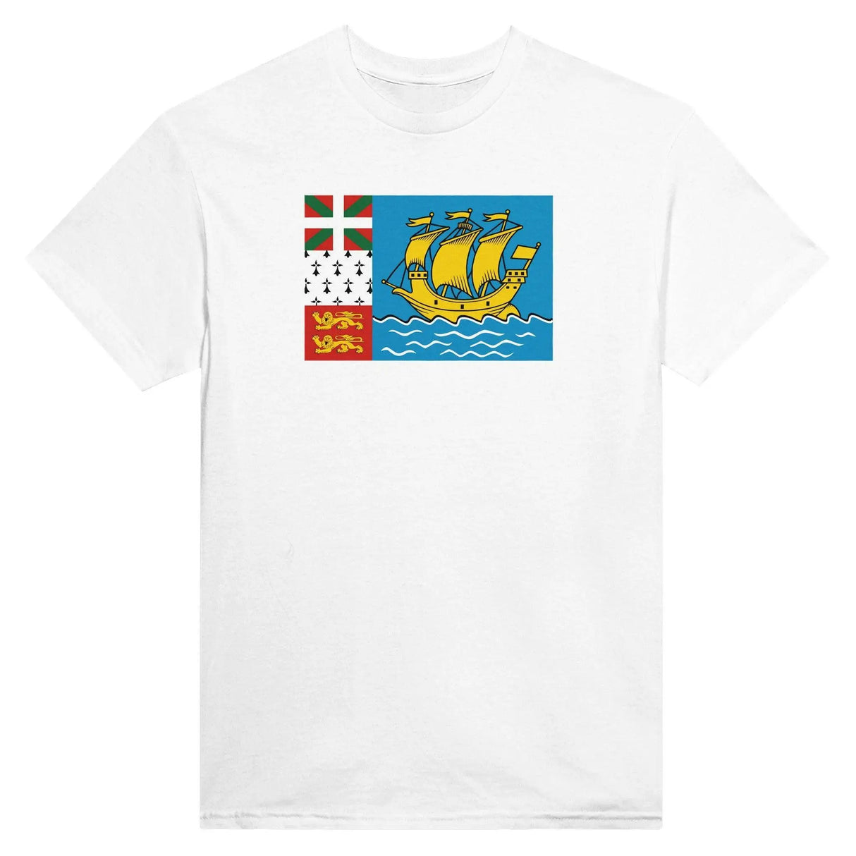 T-shirt drapeau saint-pierre-et-miquelon coton épais brodé