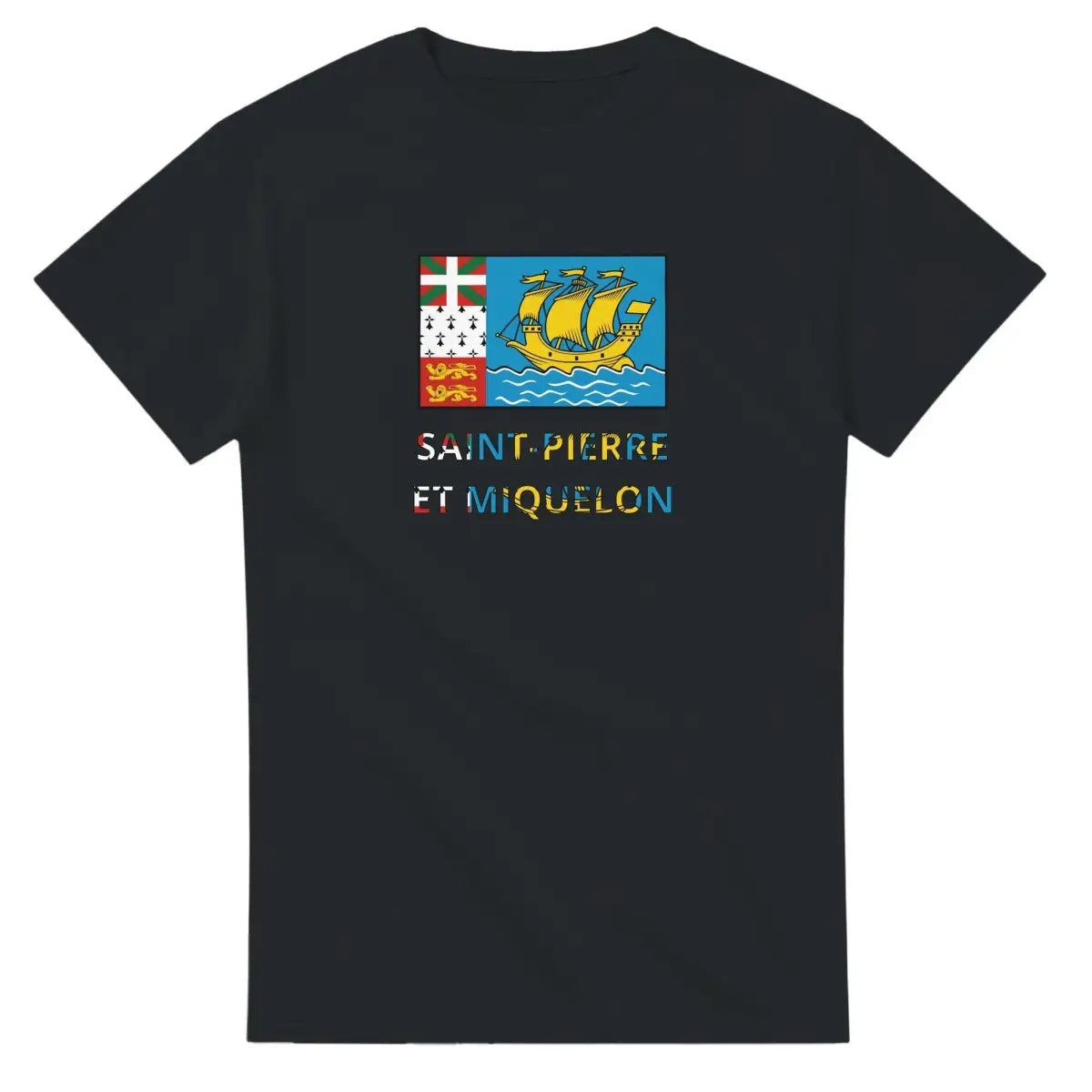 T-shirt Drapeau Saint-Pierre-et-Miquelon en texte - Pixelforma 