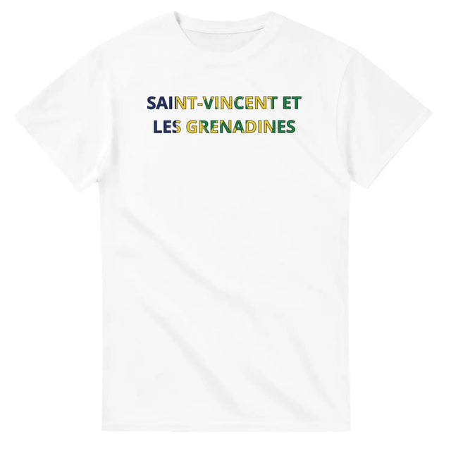 T-shirt drapeau saint-vincent-et-les-grenadines en écriture - pixelforma