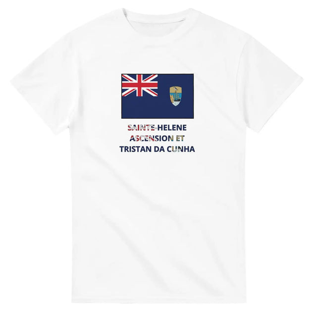 T-shirt drapeau sainte-hélène ascension et tristan da cunha en texte - pixelforma