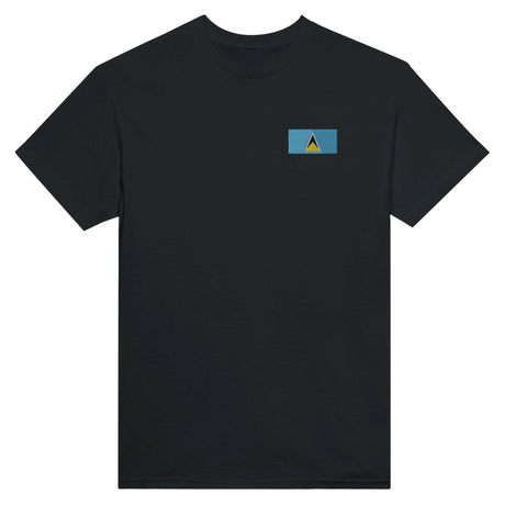 T-shirt drapeau sainte-lucie brodé en coton mélangé
