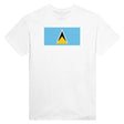 T-shirt drapeau sainte-lucie brodé en coton mélangé