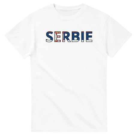 T-shirt drapeau serbie en écriture - pixelforma