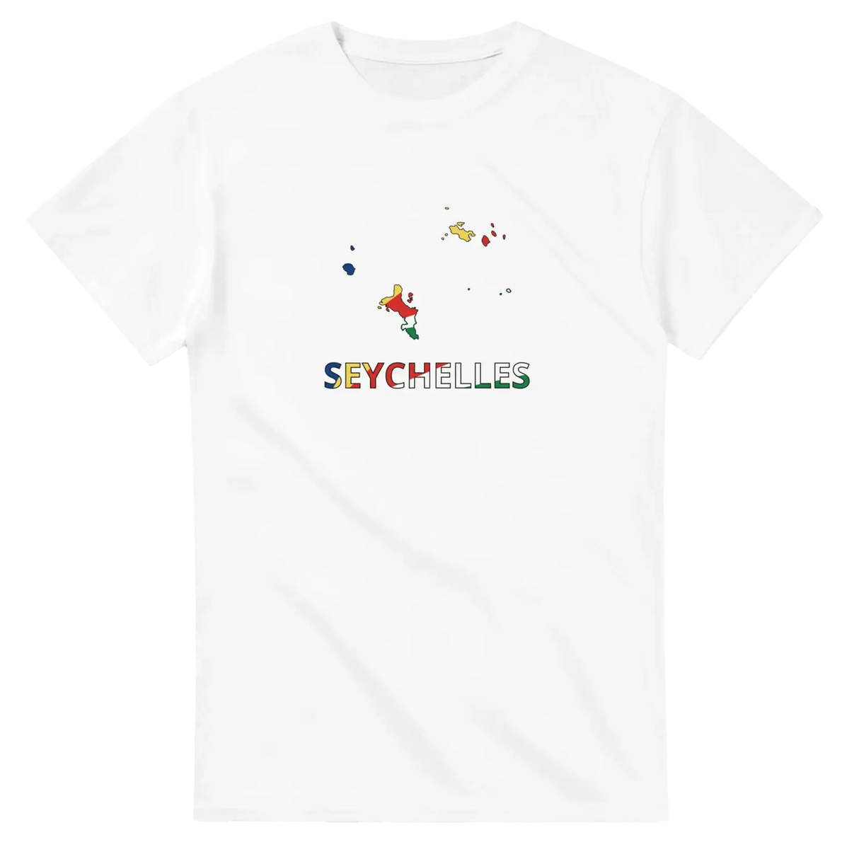 T-shirt drapeau seychelles en carte - pixelforma