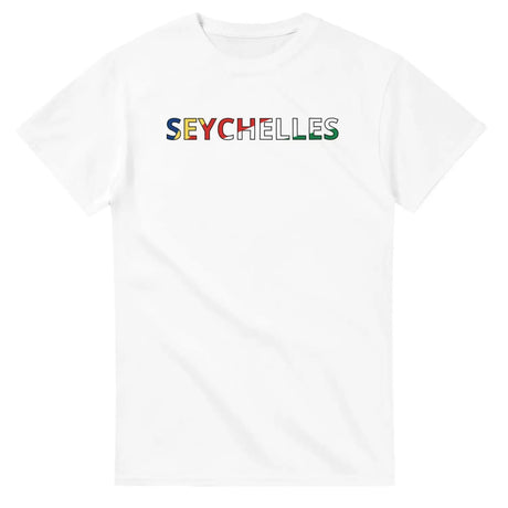 T-shirt drapeau seychelles en écriture - pixelforma