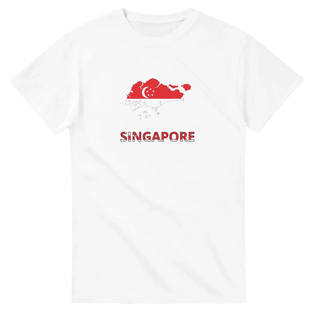 T-shirt drapeau singapour carte - pixelforma