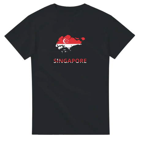 T-shirt drapeau singapour carte - pixelforma