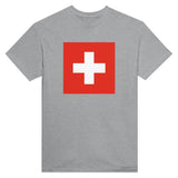 T-shirt drapeau suisse brodé coton mélangé manches longues