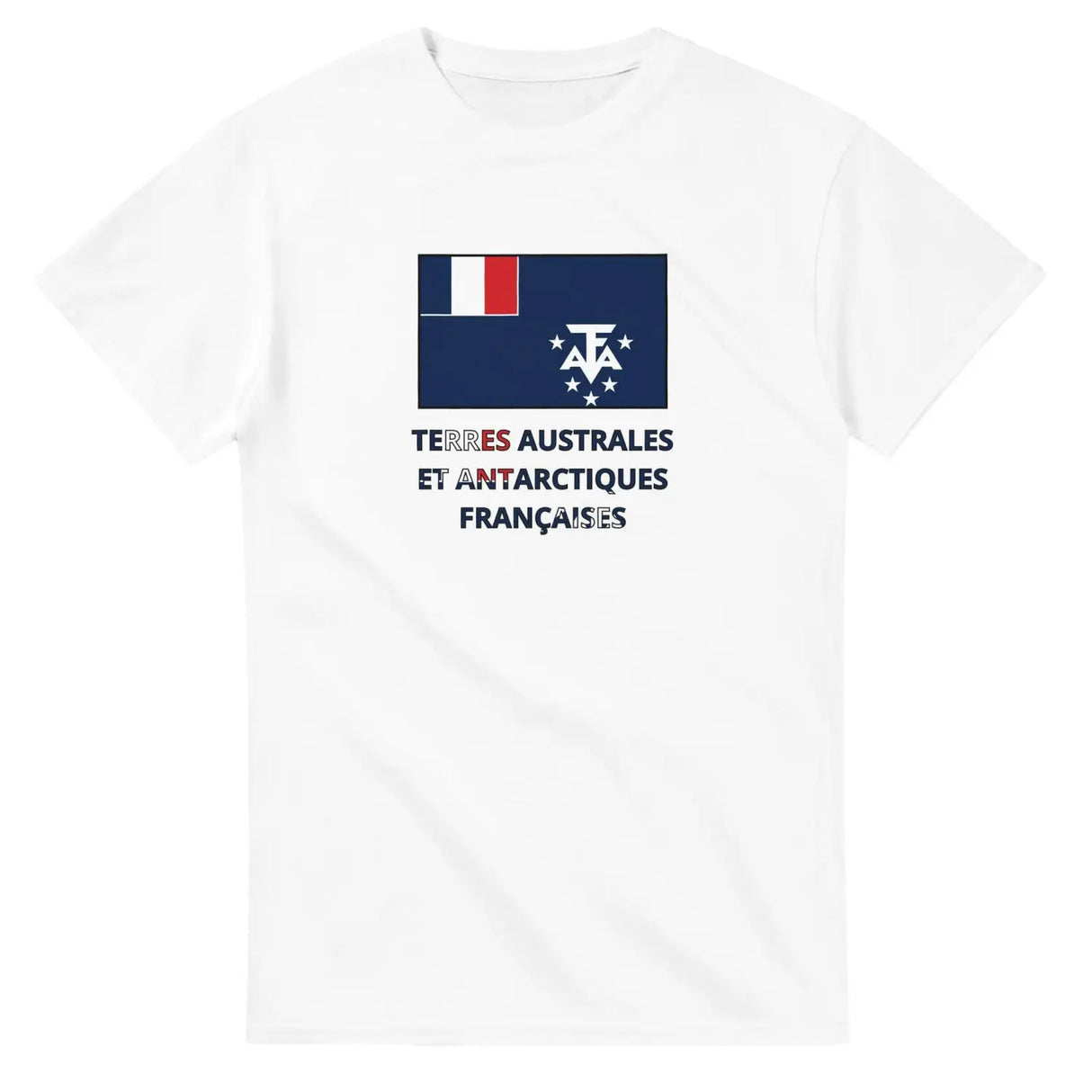 T-shirt drapeau terres australes et antarctiques françaises en texte - pixelforma