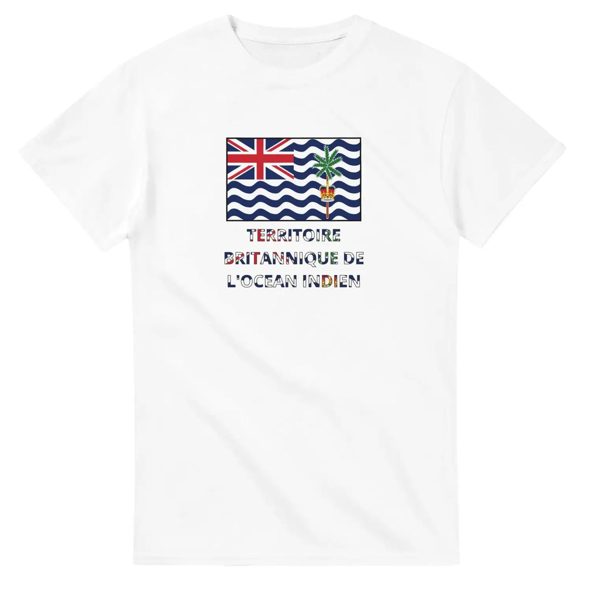 T-shirt drapeau territoire britannique de l’océan indien en texte - pixelforma