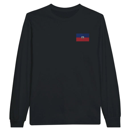 T-shirt manches longues drapeau haïti brodé coton mélangé