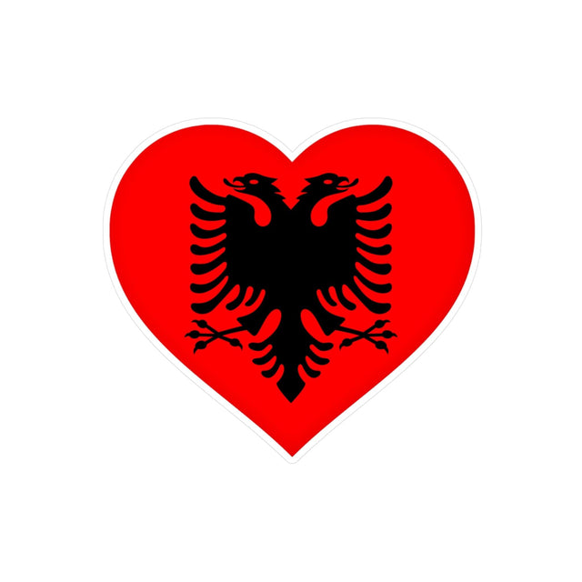 Autocollant en coeur Drapeau de l'Albanie en plusieurs tailles - Pixelforma 