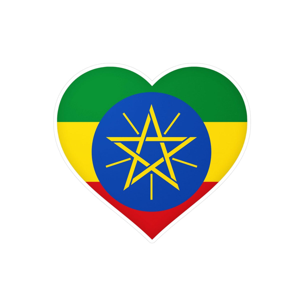 Autocollant en coeur Drapeau de l'Éthiopie en plusieurs tailles - Pixelforma 