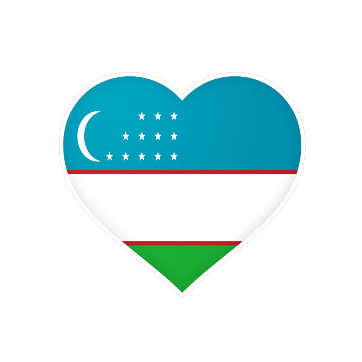 Autocollant en coeur Drapeau de l'Ouzbékistan en plusieurs tailles - Pixelforma 