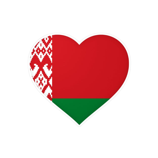Autocollant en coeur Drapeau de la Biélorussie en plusieurs tailles - Pixelforma 