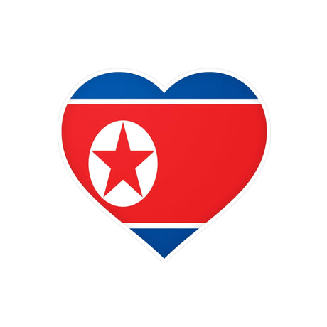 Autocollant en coeur Drapeau de la Corée du Nord en plusieurs tailles - Pixelforma 