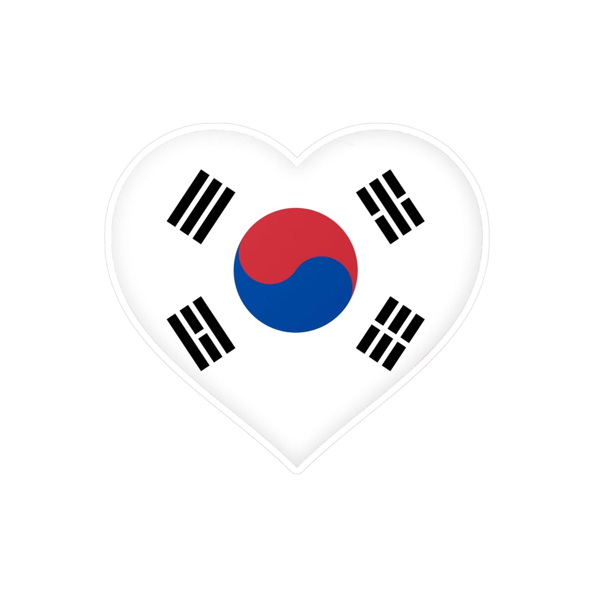 Autocollant en coeur Drapeau de la Corée du Sud en plusieurs tailles - Pixelforma 