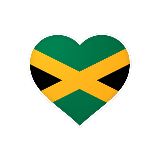 Autocollant en coeur Drapeau de la Jamaïque en plusieurs tailles - Pixelforma 